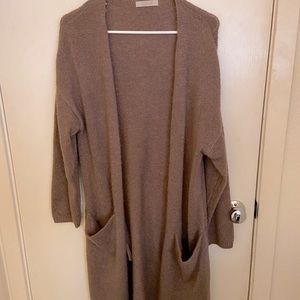 Long open front cardigan with pockets
